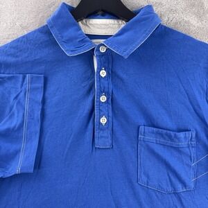 Billy Reid Polo Shirt Mens Size Medium Blue‎ Pocket Cotton Casual